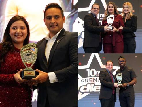Saíd Martínez, la familia del eterno presidente Orinson Amaya y Denilson 'Camavinga' Núñez recibiendo los galardones. (FOTOS: Mauricio Ayala)