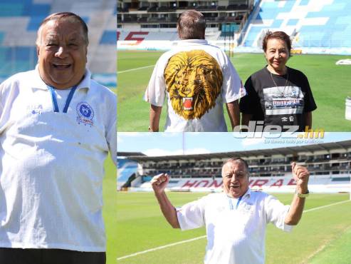 Don Adán y doña Orquídea se desviven por los colores del Olimpia. Aquí simularon un posible festejo si el león le anota al Motagua en la final. FOTOS: Mauricio Ayala.