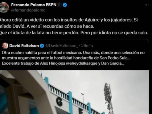 La respuesta de Fernando Palomo a David Faitelson, experiodista de la cadena ESPN.