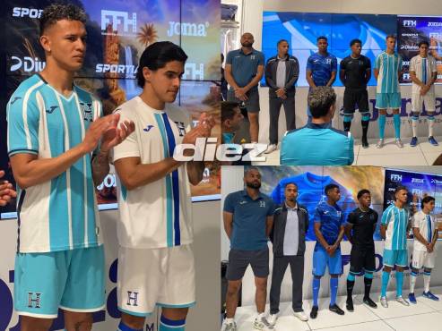 Luis Palma, Kervin Arriaga, Dereck Moncada, Julián Martínez, Rigoberto Rivas y Edrick Menjívar son los futbolistas que lucieron las nuevas camisetas. (FOTOS: Mario Figueroa)