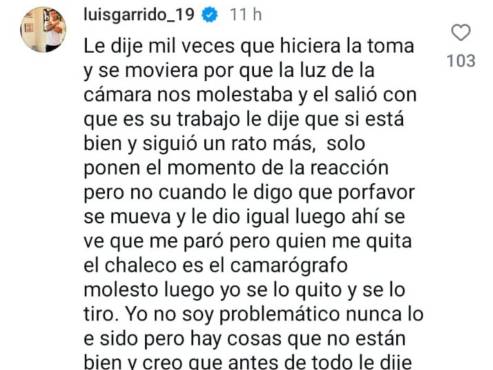 Las declaraciones de Luis Garrido a través de sus redes sociales.