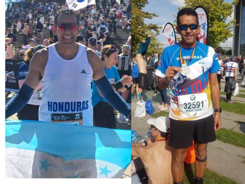 El corredor hondureño siempre lleva con orgullo la bandera de Honduras en cada competencia a las que ha participado.