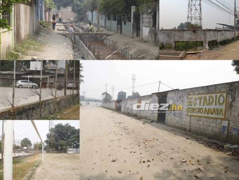 Encargados de la obra trabajan a todo vapor en la remodelación del estadio Sergio Amaya de San Pedro Sula. FOTO: Franklin Muñoz.