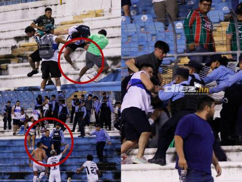 La Policía Nacional intervino en medio de la bronca entre ambas barras centroamericanas.