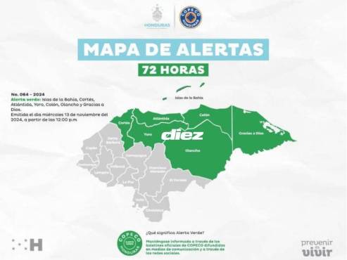 COPECO declaró alerta verde en siete de los 18 departamentos de Honduras.