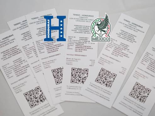 Boletos de muestra para el juego Honduras vs México.