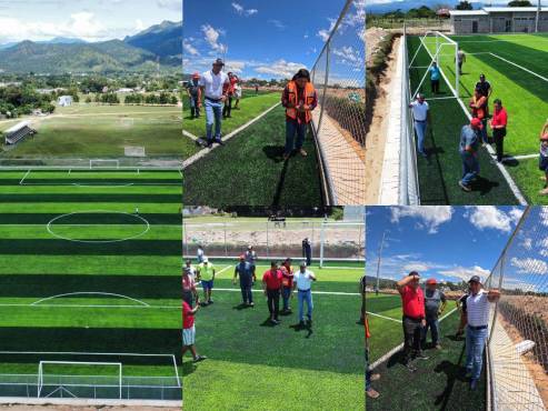 Condepor, comandado por Mario Moncada, inspeccionó los últimos detalles del nuevo engramillado sintético en Yoro.