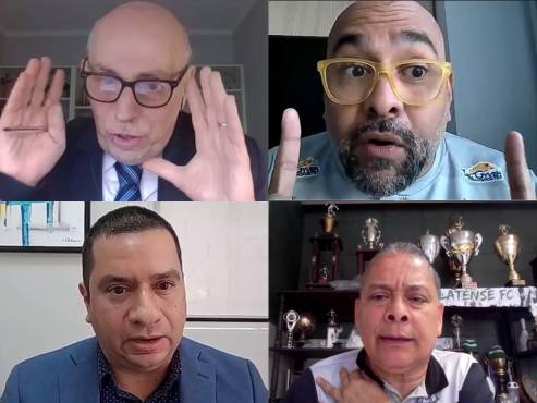 El abogado Ricardo Frega Navia, el presidente Christian Andrés, Porfirio Díaz y el directivo Osman Vélez en conferencia de prensa.