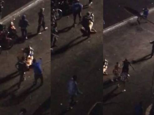 Captura de la salvaje pelea que tenían los aficionados en las afueras del estadio Nacional en el 2019.