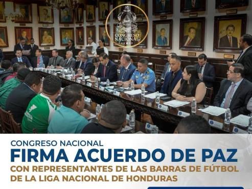 Barras de Olimpia, Motagua, Real España y Marathón firman acuerdo de paz en el Congreso Nacional para frenar la violencia