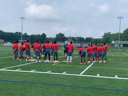 Olimpia durante su entrenamiento este martes en Long Island.