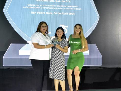 Daysi Barahona, gerente de Ventas de Acavisa en Honduras, reconoció el compromiso, alto desempeño y la excelencia de 26 clientes en la comercialización de lubricantes Castrol en los puntos de venta.