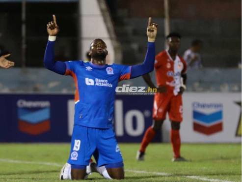 Yustin Arboleda anotó su primer tanto en el torneo Clausura 2024 de la Liga Nacional de Honduras. FOTO: Esaú Ocampo.