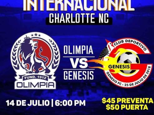 Olimpia enfrentará dos veces al Génesis de Comayagua: Baton Rouge y Charlotte son las ciudades sedes.