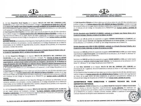 La documentación de los castigos de la Comisión de Disciplina tras los partidos de la jornada 7 del Clausura 2024.