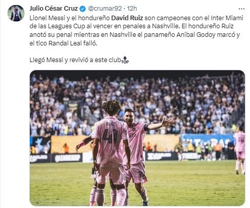 “Un hondureño es campeón con Messi”, “Un penal con categoría”: Los tremendos elogios a David Ruiz tras quedar campeón con Inter Miami