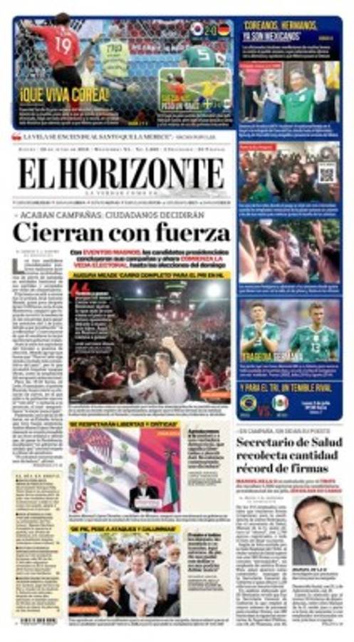 Así vienen hoy las portadas de los diarios de México: 'Humillados avanzamos' y '¡Que viva Corea!'