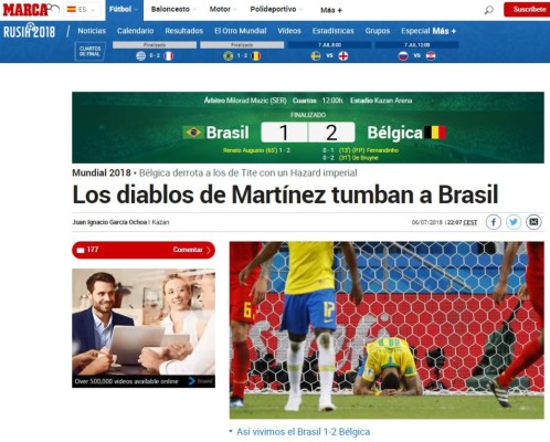 PORTADAS: Así titulan los medios argentinos el fracaso de Brasil ante Bélgica