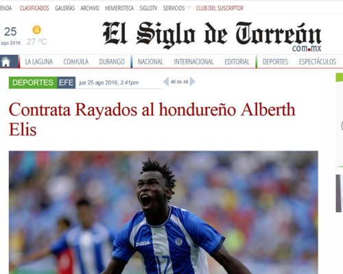 La prensa mexicana sobre Alberth Elis: 'Monterrey ficha a la joyita hondureña'