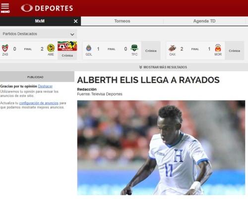 La prensa mexicana sobre Alberth Elis: 'Monterrey ficha a la joyita hondureña'
