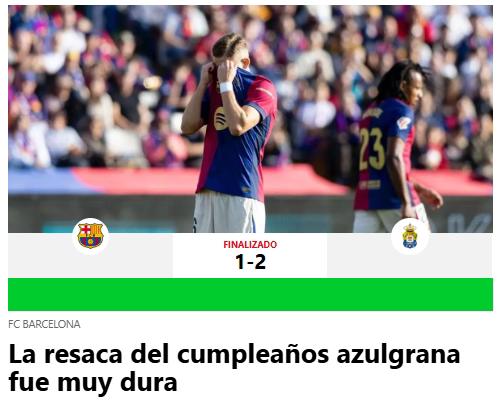 Barcelona perdió en casa ante Las Palmas y así reacciona la prensa: “Que cierren el VAR y pongan una ruleta; vergüenza”