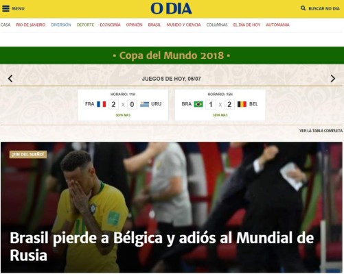 PORTADAS: Así titulan los medios argentinos el fracaso de Brasil ante Bélgica