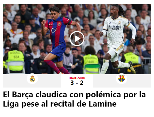 La prensa reacciona luego del triunfo del Real Madrid en el Clásico: “Barcelona alcanza un nuevo nadaplete”