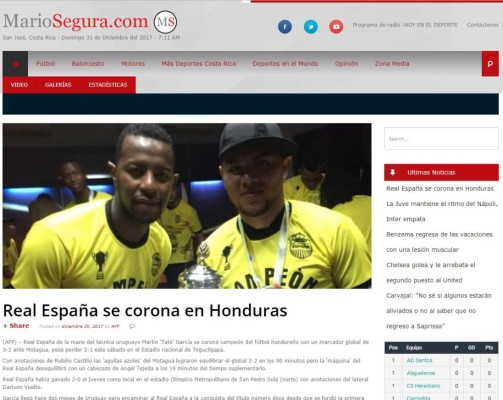 Así felicitan los medios internacionales al Real España tras levantar la 12