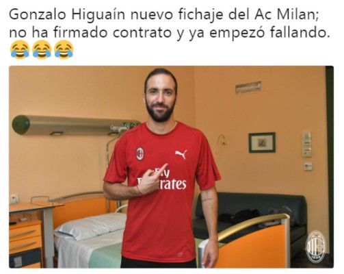 ¡No se salva! Higuaín y los divertidos memes tras su llegada al Milan