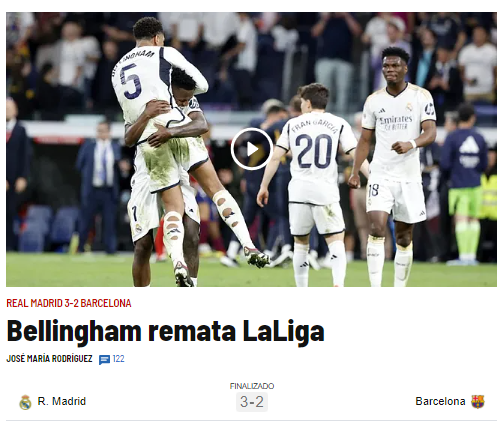 La prensa reacciona luego del triunfo del Real Madrid en el Clásico: “Barcelona alcanza un nuevo nadaplete”