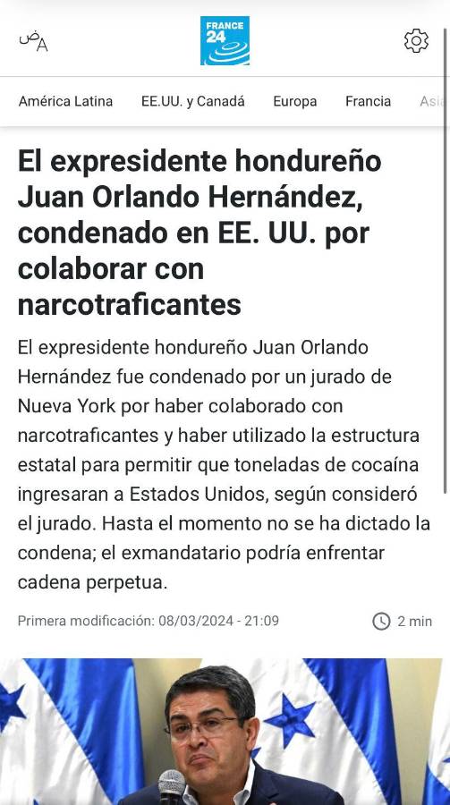 JOH le da la vuelta al mundo: prensa internacional estalla tras hallar culpable al expresidente de Honduras