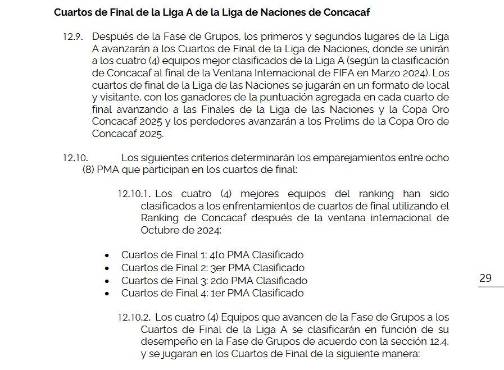 Los cruces de los cuartos de final de la Nations League de Concacaf, según reglamento.