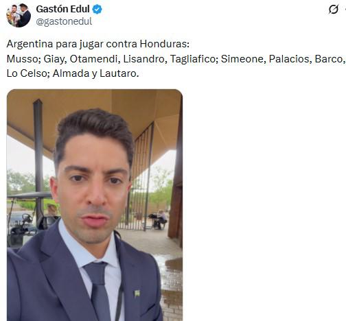 Confirmado el 11 titular de Argentina para enfrentar a Honduras