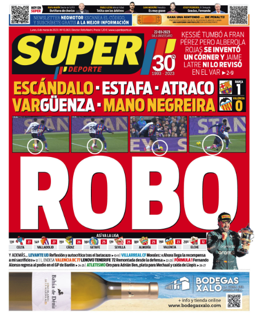 Así amanece la prensa española tras el polémico triunfo del Barcelona: “Robo, VARgüenza, el árbitro no quiso pitar un penal clarísimo”