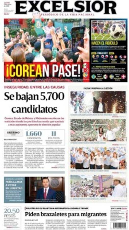 Así vienen hoy las portadas de los diarios de México: 'Humillados avanzamos' y '¡Que viva Corea!'