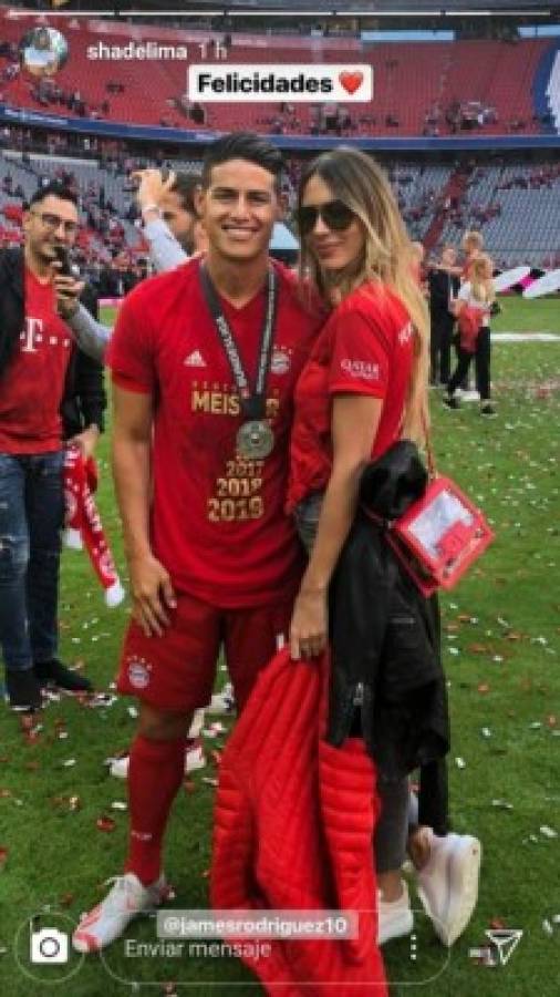 James Rodríguez y Shannon de Lima juntos en la celebración del Bayern Múnich