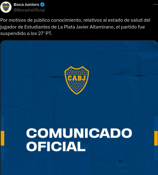 Fuertes imágenes: futbolista convulsiona durante el Estudiantes - Boca y suspenden el partido tras el pánico