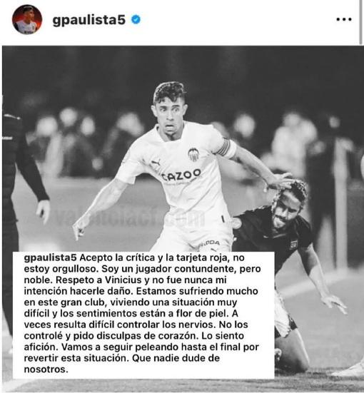 Gabriel Paulista rompe el silencio y pide perdón por su brutal patada a Vinicius: “Lo respeto, nunca quise hacerle daño”