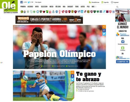 Prensa internacional se rinde a Honduras tras eliminar a Argentina