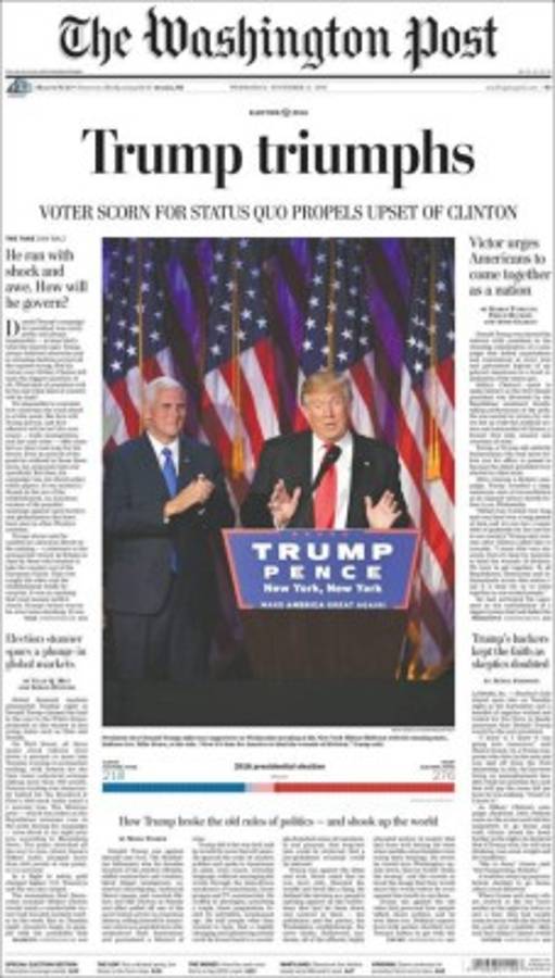 PORTADAS: La agresiva reacción de la prensa internacional tras gane de Donald Trump