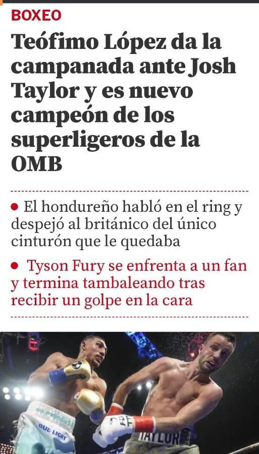 Así reaccionó la prensa internacional a la victoria de Teófimo López ante Josh Taylor por el cinturón OMB del peso superligero