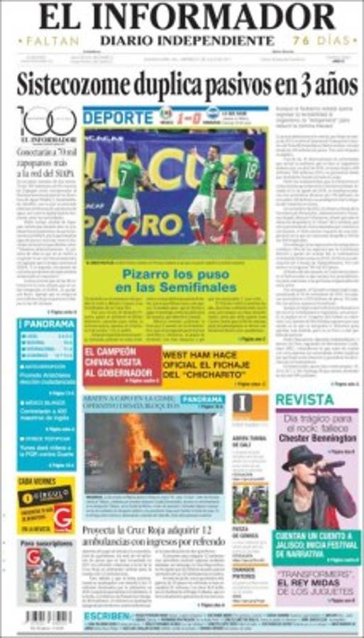 Las portadas de los medios de México y Honduras tras juego en Copa Oro