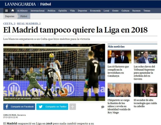 Así reaccionan los medios luego de empate del Real Madrid ante el Celta