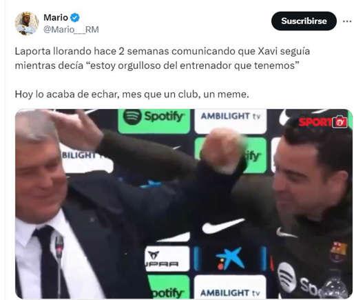 Barcelona despidió a Xavi: los memes estallan contra el técnico tras su polémica salida