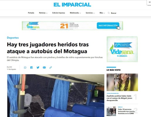 Lo que dice la prensa internacional sobre enfrentamientos entre barras del Olimpia y Motagua