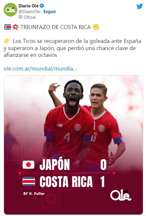 “Somos la leche de Concacaf”: La reacción de David Faitelson y la prensa tica tras el triunfo de Costa Rica ante Japón en Qatar 2022