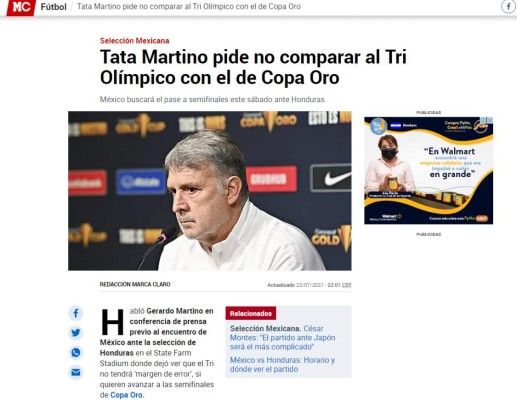 Lo que dice la prensa mexicana sobre el duelo de hoy ante Honduras en Copa Oro: 'Favorito y a demostrar la jerarquía'