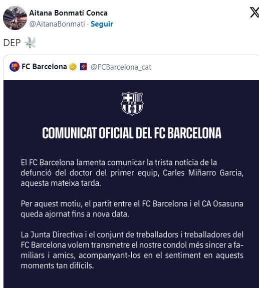 Jugadores del Barcelona, destrozados por la muerte del doctor Carles Miñarro: “aún no me lo creo”