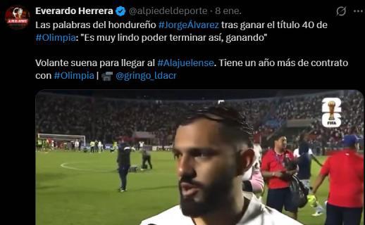 Jorge Álvarez está en el radar: Prensa de Costa Rica confirma interés del Alajuelense sobre el volante de Olimpia