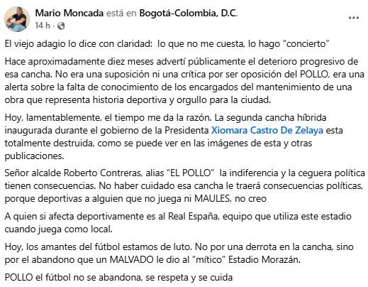 Así luce la cancha del Estadio Morazán tras concierto: el ataque feroz de Mario Moncada a los responsables